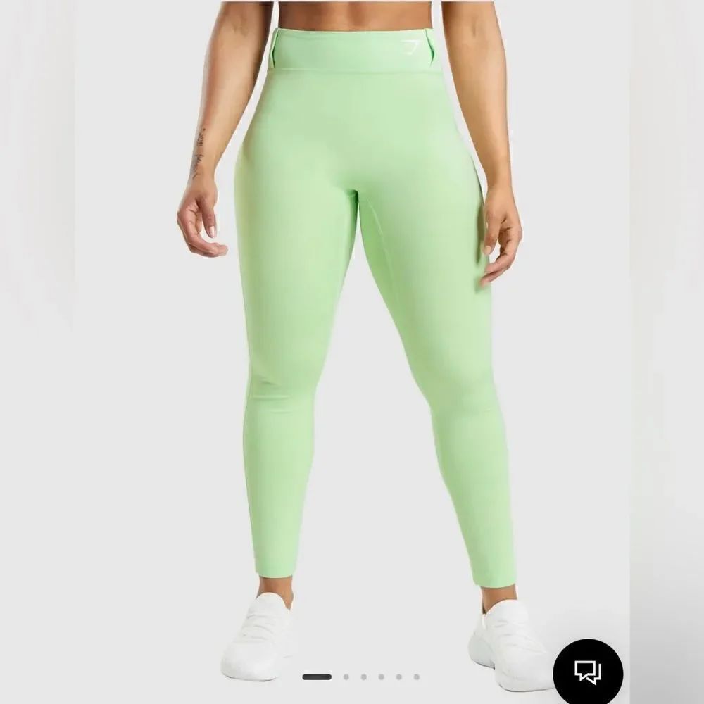 Gymshark high waisted mesh spell out Bali green leggings size medium NWT